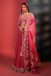 Bandhani_Pink Silk Embroidery Mirror Notched And Gota Bridal Skirt Set  _Online_at_Aza_Fashions