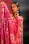 Buy_Bandhani_Pink Silk Embroidery Mirror Notched And Gota Bridal Skirt Set  _Online_at_Aza_Fashions