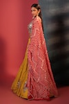 Bandhani_Yellow Silk Embroidery Gota Patti Leaf Neck Placement Skirt Set _Online_at_Aza_Fashions