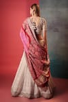 Shop_Bandhani_Off White Silk Embroidery Chikankari Round Bridal Lehenga Set  _at_Aza_Fashions