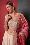 Buy_Bandhani_Off White Silk Embroidery Chikankari Round Bridal Lehenga Set  _Online_at_Aza_Fashions