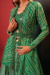 Shop_Bandhani_Green Pure Georgette Woven Bandhani Jacket Open Skirt Set  _Online_at_Aza_Fashions