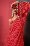 Buy_Bandhani_Red Silk, Georgette Mirrors, Embroidery Bandhani Woven Kurta And Skirt Set _Online_at_Aza_Fashions