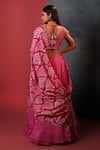 Shop_Bandhani_Pink Silk Woven Bandhani V Neck Dotted Pattern Lehenga Set _at_Aza_Fashions