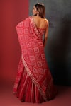 Shop_Bandhani_Pink Silk, Georgette Zari, Embroidery, Placement Zardozi Embellished Lehenga Set _at_Aza_Fashions