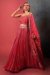 Bandhani_Pink Silk, Georgette Zari, Embroidery, Placement Zardozi Embellished Lehenga Set _Online_at_Aza_Fashions