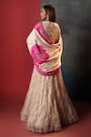 Shop_Bandhani_Off White Silk, Organza Sequins, Zari Quatrefoil Embroidered Lehenga Set _at_Aza_Fashions