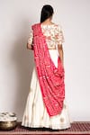 Shop_Bandhani_Off White Silk, Georgette Gota Patti, Embroidery Round Scattered Lehenga Set _at_Aza_Fashions