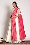 Bandhani_Off White Silk, Georgette Gota Patti, Embroidery Round Scattered Lehenga Set _Online_at_Aza_Fashions