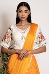 Buy_Bandhani_Yellow Silk Embroidered Bandhani V-neck Pattern Lehenga Set _Online_at_Aza_Fashions