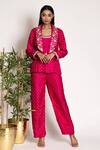 Bandhani_Pink Silk Embroidered Bandhani Mirrorwork Embellished Pant Set  _Online_at_Aza_Fashions