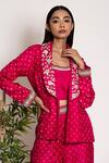 Buy_Bandhani_Pink Silk Embroidered Bandhani Mirrorwork Embellished Pant Set  _Online_at_Aza_Fashions