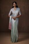 Buy_Dressfolk_Green Chanderi, Tissue Beads Handwoven Border Saree _at_Aza_Fashions