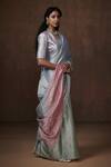 Dressfolk_Green Chanderi, Tissue Beads Handwoven Border Saree _Online_at_Aza_Fashions