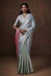 Buy_Dressfolk_Green Chanderi, Tissue Beads Handwoven Border Saree _Online_at_Aza_Fashions