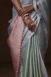 Shop_Dressfolk_Green Chanderi, Tissue Beads Handwoven Border Saree _Online_at_Aza_Fashions