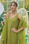 LABEL AISHWARYRIKA_Green Georgette Embroidery Chikankari Round Blossom Kurta Set _Online_at_Aza_Fashions