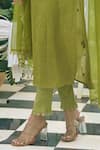 LABEL AISHWARYRIKA_Green Georgette Embroidery Chikankari Round Blossom Kurta Set _at_Aza_Fashions