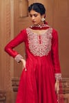 Seema Nanda_Red Chanderi Silk Embellished Adara Zari Embroidered Anarkali Set  _Online_at_Aza_Fashions