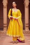 Buy_Seema Nanda_Yellow Chanderi Silk Esra Embroidered Anarkali Set _at_Aza_Fashions