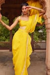 Seema Nanda_Yellow Organza Silk Falak Border Prestitched Ruffle Saree With Blouse _Online_at_Aza_Fashions