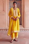 Buy_Seema Nanda_Yellow Chanderi Silk Embellished Fida Embroidered Kurta Pant Set  _at_Aza_Fashions