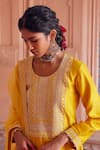 Seema Nanda_Yellow Chanderi Silk Embellished Fida Embroidered Kurta Pant Set  _Online_at_Aza_Fashions