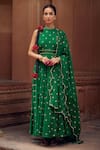 Buy_Seema Nanda_Green Cotton Mul Embroidered Inara Dori Floral Anarkali Churidar Set  _at_Aza_Fashions