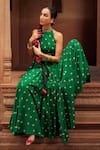 Seema Nanda_Green Cotton Mul Embroidered Inara Dori Floral Anarkali Churidar Set  _at_Aza_Fashions