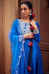 Seema Nanda_Blue Chanderi Silk Misbah Embellished Anarkali Churidar Set  _Online_at_Aza_Fashions