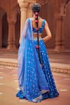 Shop_Seema Nanda_Blue Cotton Mul Embroidered Sequin V-neck Ozza Dori Lehenga Set  _at_Aza_Fashions