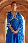 Seema Nanda_Blue Chanderi Silk Embroidered Sarah Dori Yoke Anarkali Pant Set  _Online_at_Aza_Fashions