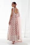 Shop_SUHINO_Pink Net, Lycra, Organza Sequins, Embroidery Round Neck Anarkali Set _at_Aza_Fashions