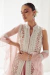 Buy_SUHINO_Pink Net, Organza, Silk Pearls, Sequins, Embroidery Resham And Kurta Sharara Set _Online_at_Aza_Fashions