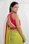 Shop_Rashi Jain_Green Chanderi Embroidered Hand And Machine Inaya Saree With Blouse _at_Aza_Fashions