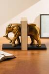 Shop_S.G. Home_Gold Marble Carved Work Mighty Ele Bookend_at_Aza_Fashions