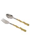 Buy_H2h_Gold Cast Brass Layered Leaf Motif Cutlery Of 12 Pc_Online_at_Aza_Fashions