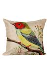 H2H_Brown Cotton Satin Printed Bird Cushion Cover Single Pc_Online_at_Aza_Fashions