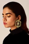 Buy_Prachi Gupta_Brown Floral Acrylic Stud Earrings _at_Aza_Fashions