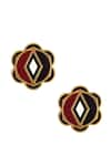 Shop_Prachi Gupta_Brown Floral Acrylic Stud Earrings _at_Aza_Fashions