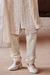 Buy_Nitika Gujral_Ivory Taffeta Silk Embroidered Gold Dori Sherwani And Kurta Set  _Online_at_Aza_Fashions