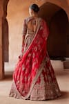 Shop_Nitika Gujral_Red Raw Silk Embroidery Dabka Notched Zari Bridal Lehenga Set _at_Aza_Fashions