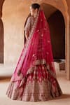 Shop_Nitika Gujral_Red Raw Silk Embroidery Dabka Sweetheart Neck Bead Bridal Lehenga Set _at_Aza_Fashions