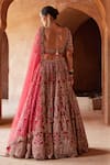 Shop_Nitika Gujral_Red Raw Silk Embroidered Kasab Vintage Dabka Bridal Lehenga Set  _at_Aza_Fashions