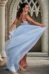 Shop_SAANJH BY LEA_Blue Tulle, Polyester Sequins Sweetheart Neck Aurora Embroidered Multi Way Gown_at_Aza_Fashions