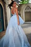 Shop_SAANJH BY LEA_Blue Tulle, Polyester Sequins Sweetheart Neck Aurora Embroidered Multi Way Gown_Online_at_Aza_Fashions