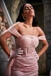 Buy_SAANJH BY LEA_Pink Tulle, Polyester Sequins Off-shoulder Portia Embroidered Corset Gown_Online_at_Aza_Fashions