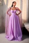 Buy_SAANJH BY LEA_Purple Chiffon, Tulle Sweetheart Neck Eva Corset Gown_at_Aza_Fashions