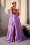 Shop_SAANJH BY LEA_Purple Chiffon, Tulle Sweetheart Neck Eva Corset Gown_Online_at_Aza_Fashions