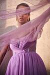 SAANJH BY LEA_Purple Chiffon, Tulle Sweetheart Neck Eva Corset Gown_at_Aza_Fashions